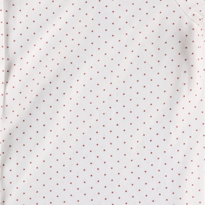 Dot Pattern Frill Collar with Ribbon Long Sleeve Frill Blouse Women's M Size unclear white type Vintage Second Hand