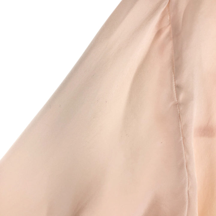 JI HANG 3/4 Sleeve V-Neck Ruffled Silk Pajama Shirt for Women (Size L) silk pink type Vintage Second Hand