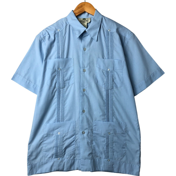 Mojito MOJOTO Short Sleeve Cuban Shirt Box Shirt Men's S Size polyester Blue type light blue Vintage Second Hand
