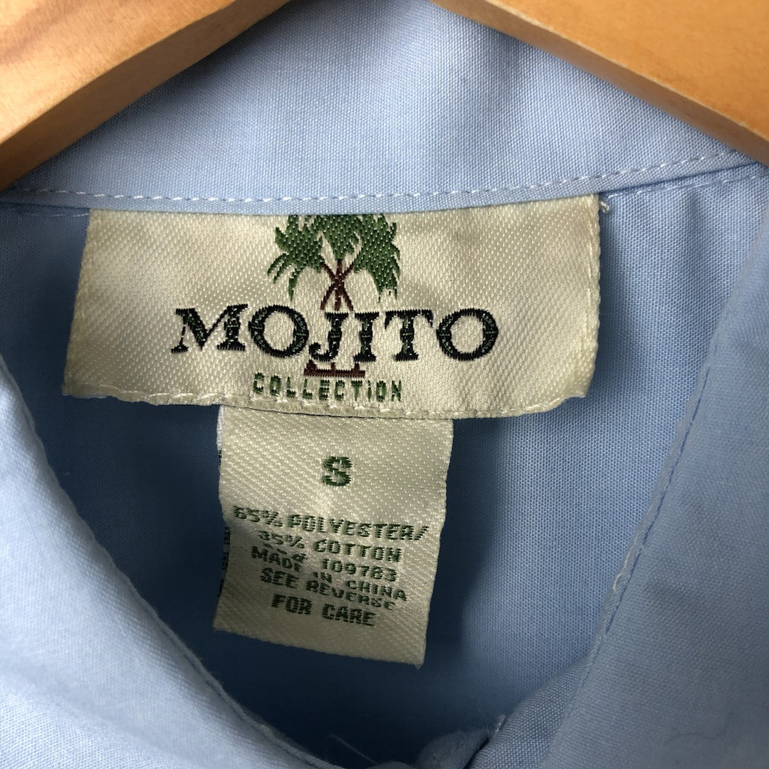 Mojito MOJOTO Short Sleeve Cuban Shirt Box Shirt Men's S Size polyester Blue type light blue Vintage Second Hand