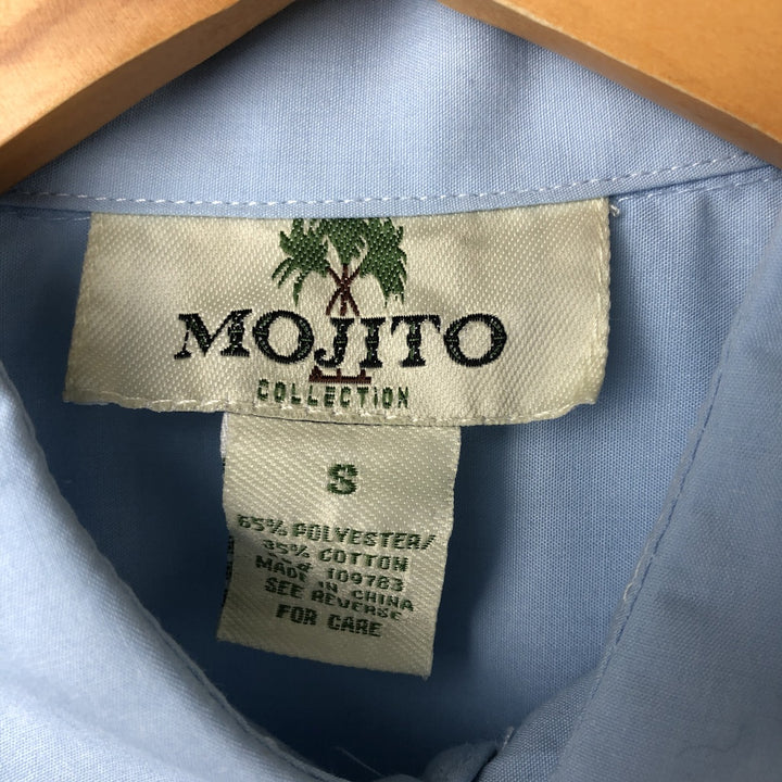 Mojito MOJOTO Short Sleeve Cuban Shirt Box Shirt Men's S Size polyester Blue type light blue Vintage Second Hand
