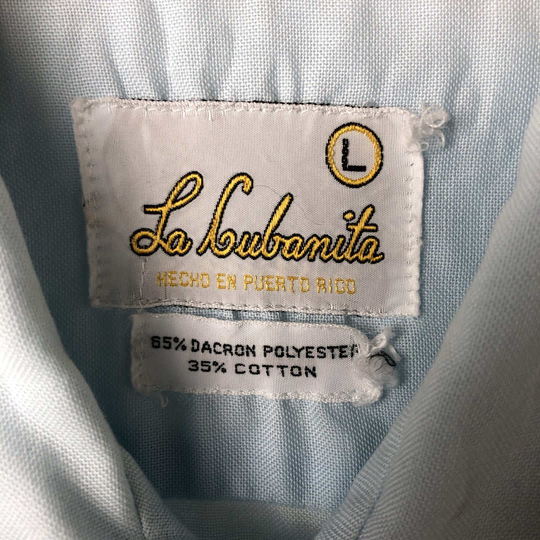 LA CUBANITA Wide Collar Short Sleeve Cuban Shirt Box Shirt Men's Size L polyester Blue type light blue Vintage Second Hand