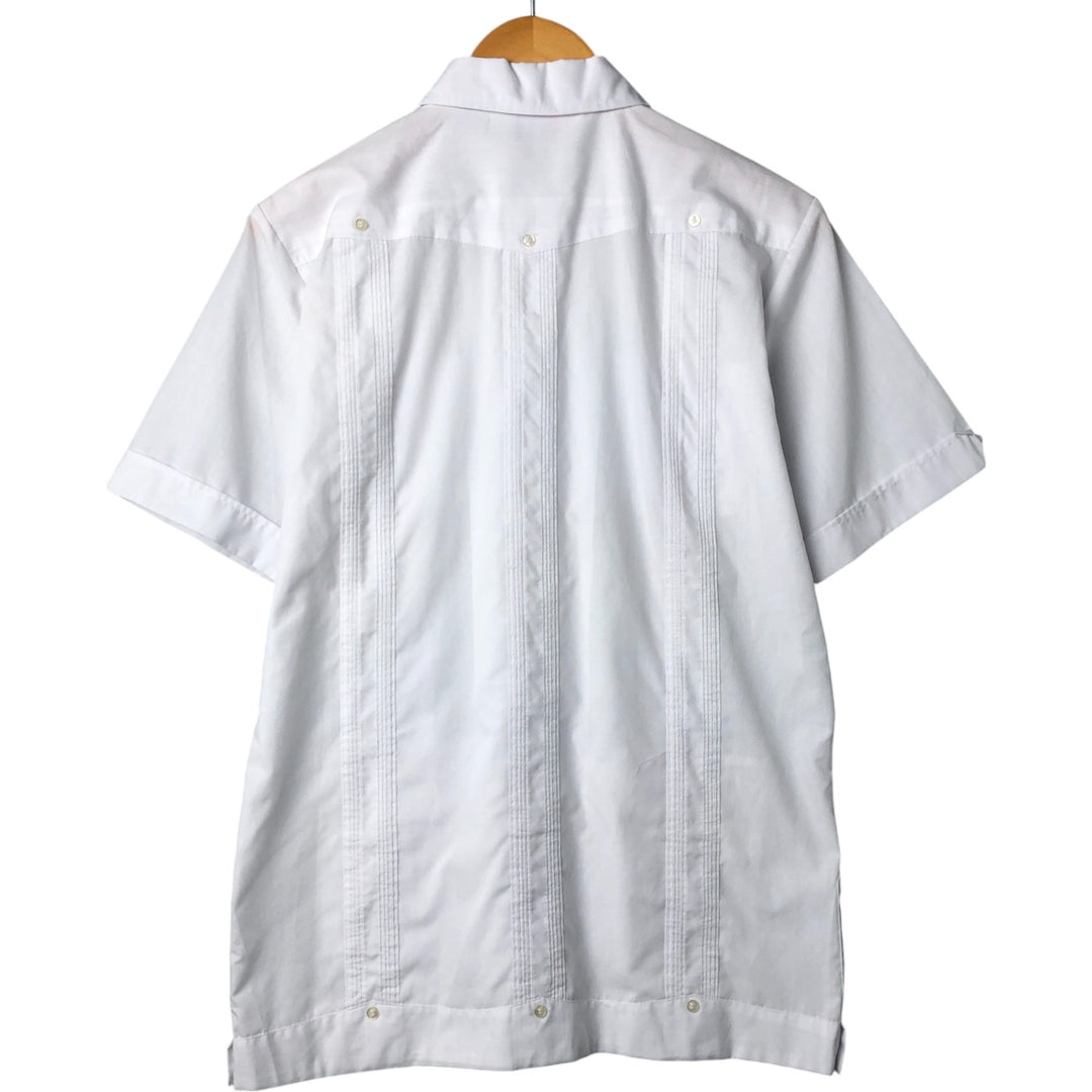 80'S ROMANI Short Sleeve Cuban Shirt Box Shirt Men's S Size Vintage polyester white type Vintage Second Hand