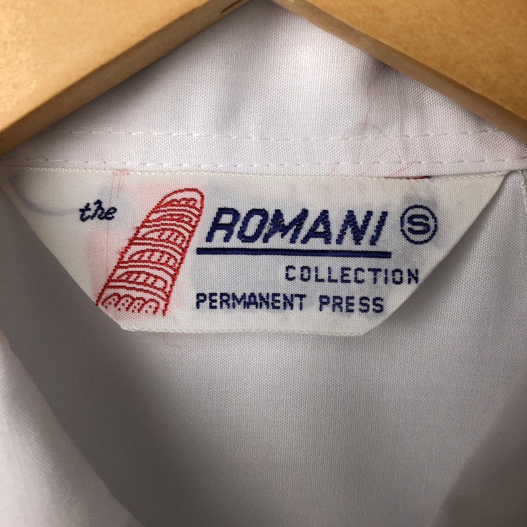 80'S ROMANI Short Sleeve Cuban Shirt Box Shirt Men's S Size Vintage polyester white type Vintage Second Hand