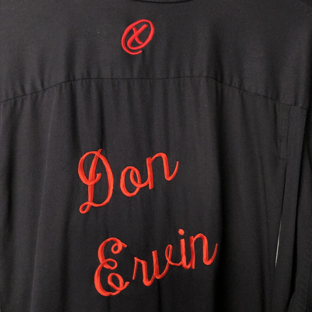 NXT Open Collar Box Shirt, Short Sleeve Bowling Shirt, Men's Size L Rayon black type Vintage Second Hand