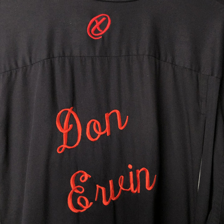 NXT Open Collar Box Shirt, Short Sleeve Bowling Shirt, Men's Size L Rayon black type Vintage Second Hand