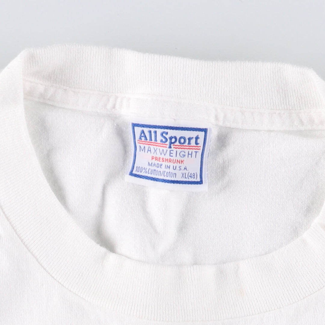 90'S All Sport Cat Pattern Animal T-shirt Made in USA Men's XL Vintage cotton white type Vintage Second Hand