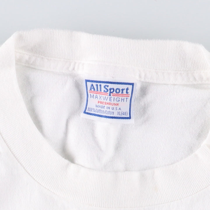 90'S All Sport Cat Pattern Animal T-shirt Made in USA Men's XL Vintage cotton white type Vintage Second Hand