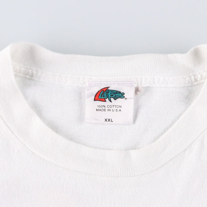 90'S LIFEFORMS Fish Pattern Animal T-Shirt Made in USA Men's XXL Vintage cotton white type Vintage Second Hand