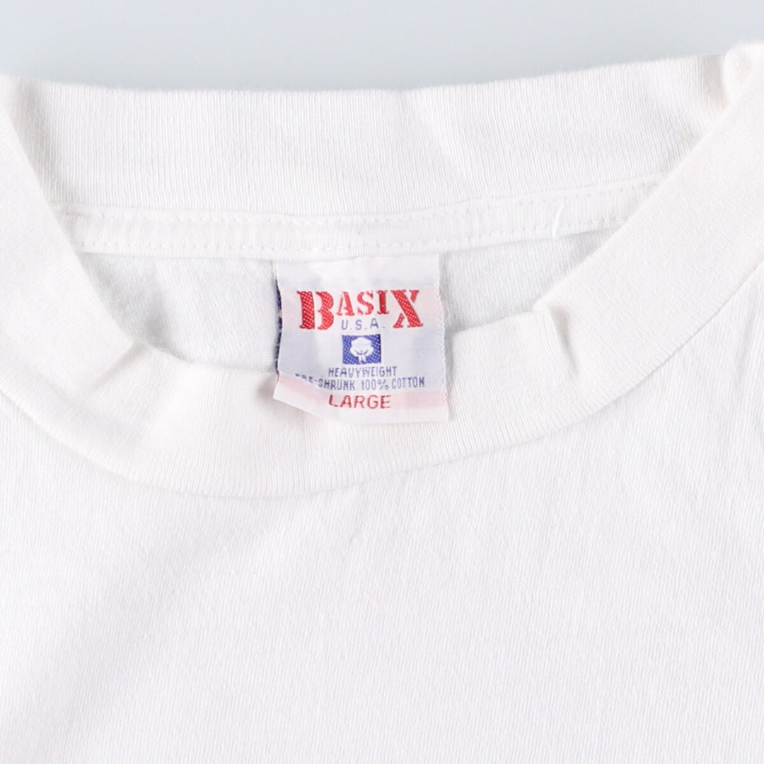 90'S BASIX Dog Pattern Back Print Animal T-Shirt Made in USA Men's L Size Vintage cotton white type Vintage Second Hand
