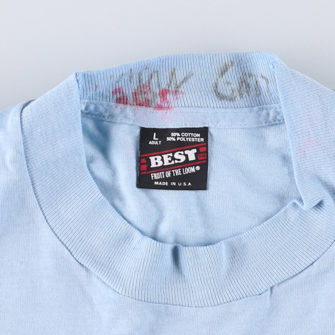 90'S Fruit of the Loom BEST Dog Pattern BEAGLE Animal T-Shirt Made in USA Men's L Size Vintage cotton Blue type light blue Vintage Second Hand