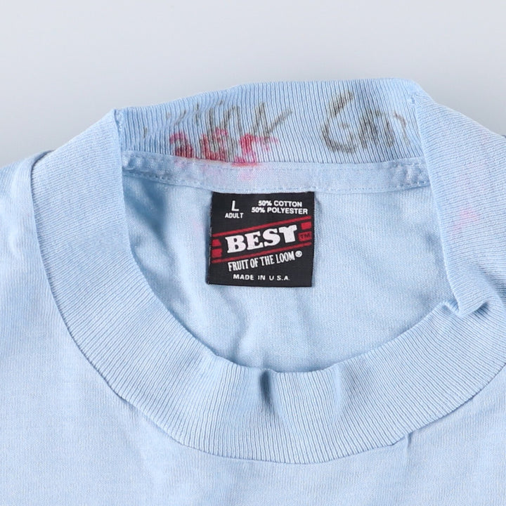 90'S Fruit of the Loom BEST Dog Pattern BEAGLE Animal T-Shirt Made in USA Men's L Size Vintage cotton Blue type light blue Vintage Second Hand
