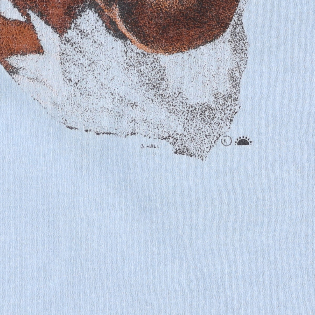 90'S Fruit of the Loom BEST Dog Pattern BEAGLE Animal T-Shirt Made in USA Men's L Size Vintage cotton Blue type light blue Vintage Second Hand