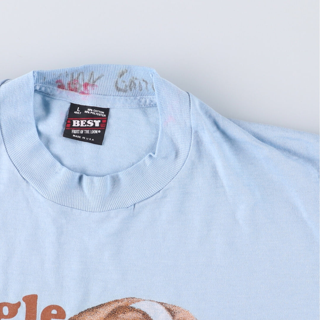 90'S Fruit of the Loom BEST Dog Pattern BEAGLE Animal T-Shirt Made in USA Men's L Size Vintage cotton Blue type light blue Vintage Second Hand