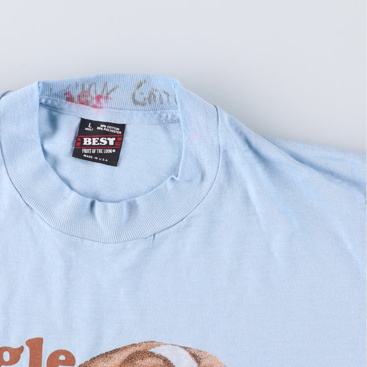 90'S Fruit of the Loom BEST Dog Pattern BEAGLE Animal T-Shirt Made in USA Men's L Size Vintage cotton Blue type light blue Vintage Second Hand
