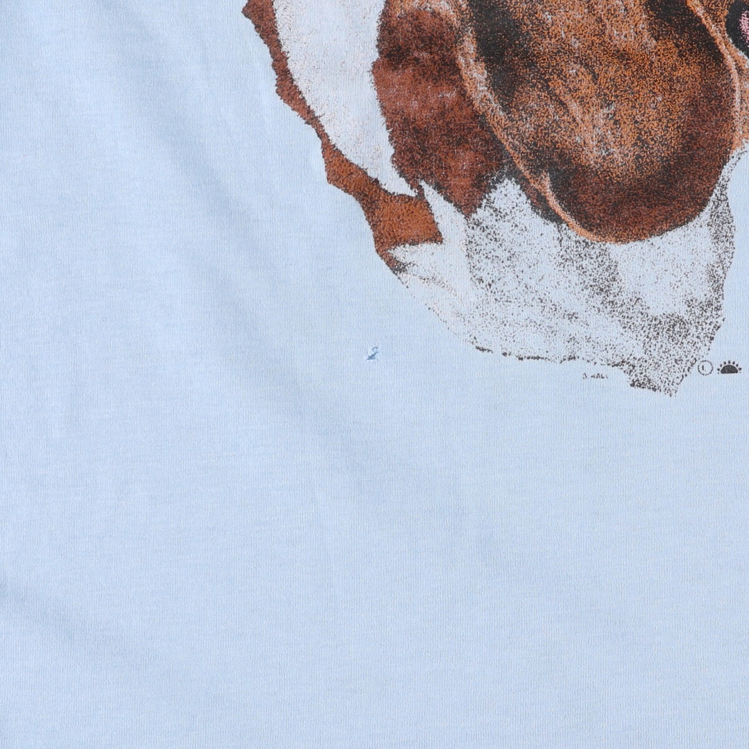 90'S Fruit of the Loom BEST Dog Pattern BEAGLE Animal T-Shirt Made in USA Men's L Size Vintage cotton Blue type light blue Vintage Second Hand