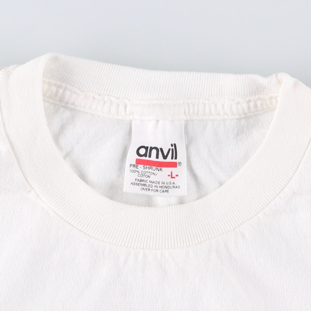 90'S Anvil Gecko Pattern Animal T-shirt Made in USA Men's L Size Vintage cotton white type Vintage Second Hand