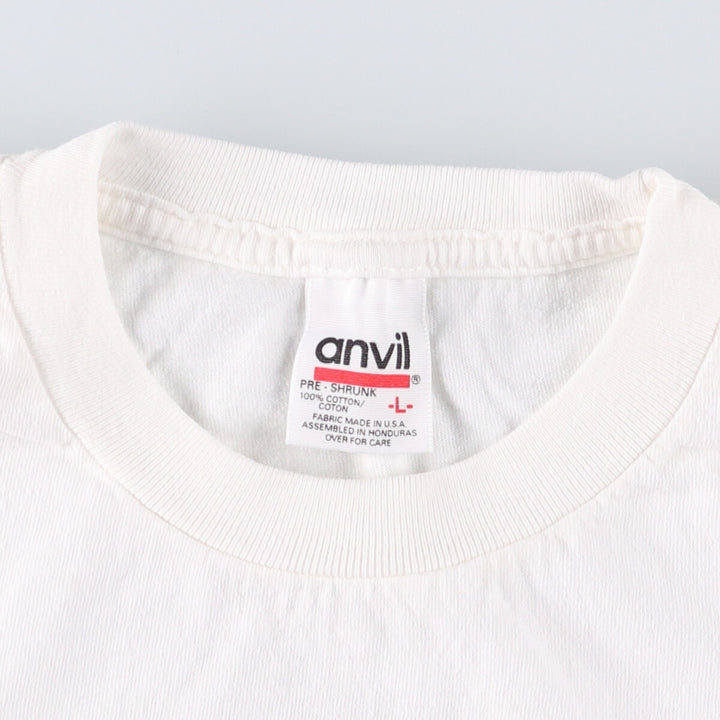 90'S Anvil Gecko Pattern Animal T-shirt Made in USA Men's L Size Vintage cotton white type Vintage Second Hand