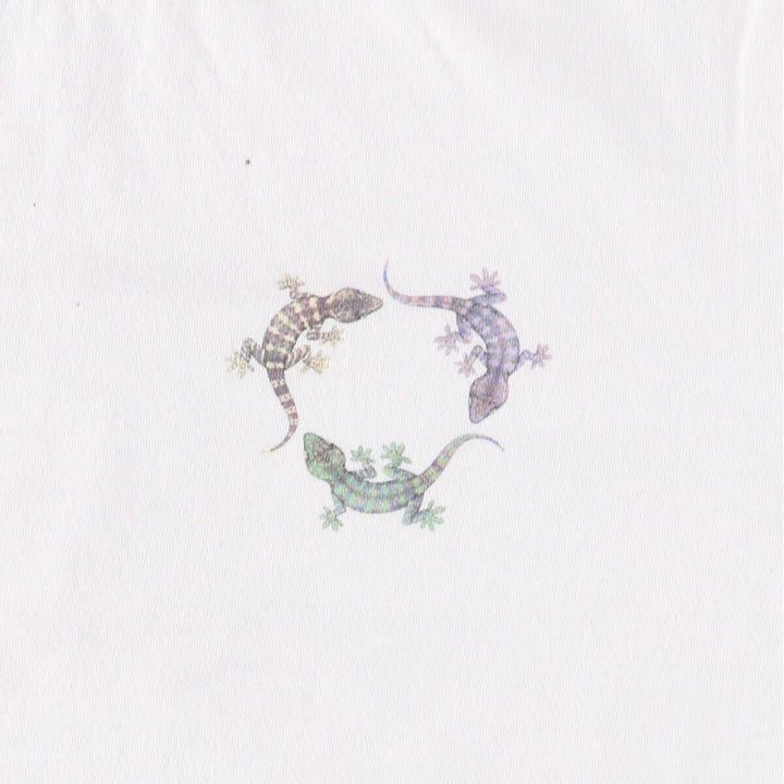 90'S Anvil Gecko Pattern Animal T-shirt Made in USA Men's L Size Vintage cotton white type Vintage Second Hand