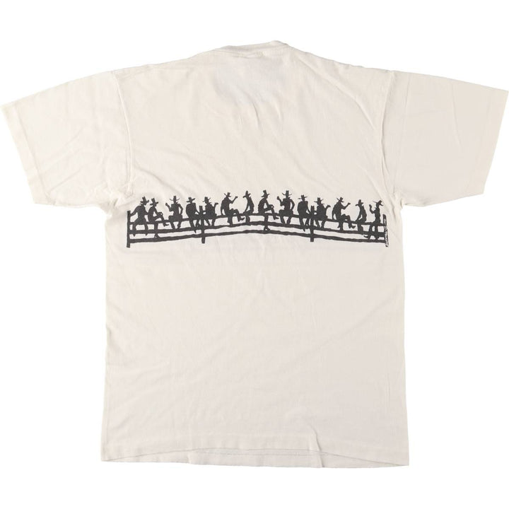 90'S Fruit of the Loom COWBOY Printed T-shirt Made in USA Men's L Vintage cotton white type Vintage Second Hand