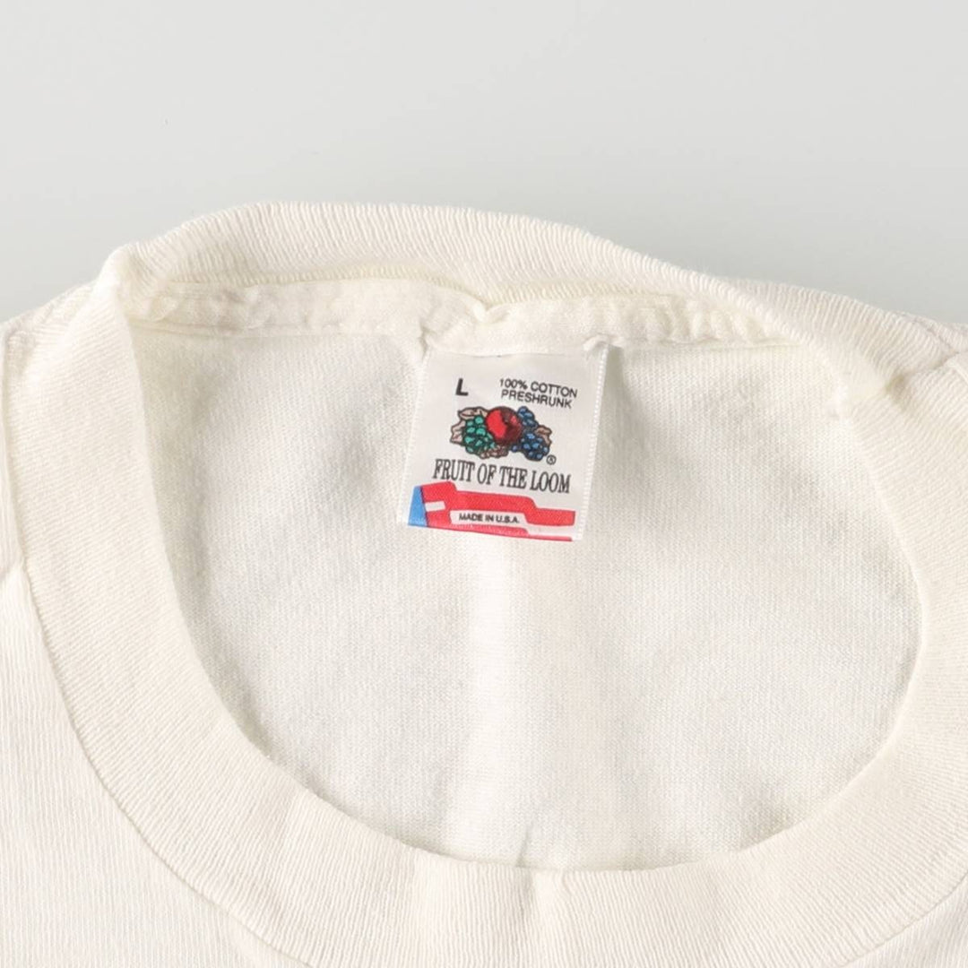 90'S Fruit of the Loom COWBOY Printed T-shirt Made in USA Men's L Vintage cotton white type Vintage Second Hand