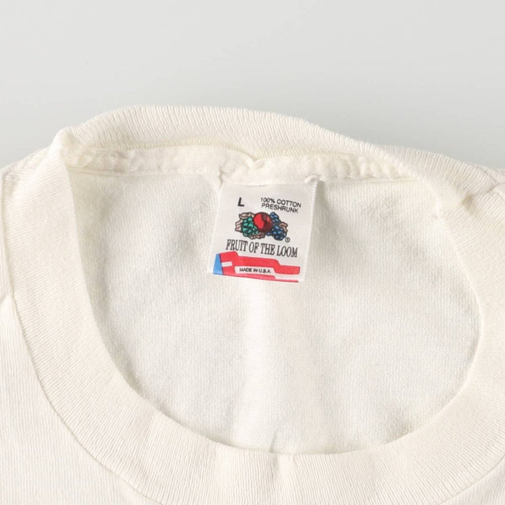 90'S Fruit of the Loom COWBOY Printed T-shirt Made in USA Men's L Vintage cotton white type Vintage Second Hand