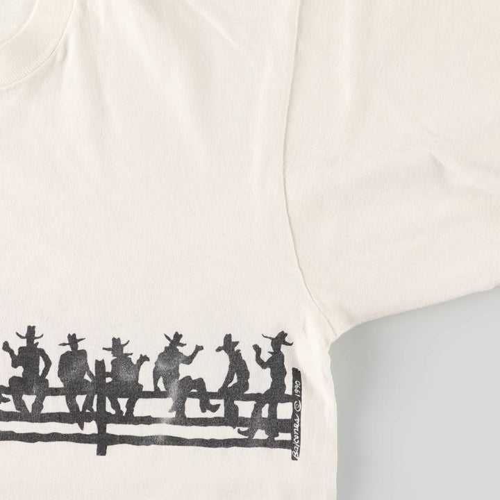 90'S Fruit of the Loom COWBOY Printed T-shirt Made in USA Men's L Vintage cotton white type Vintage Second Hand