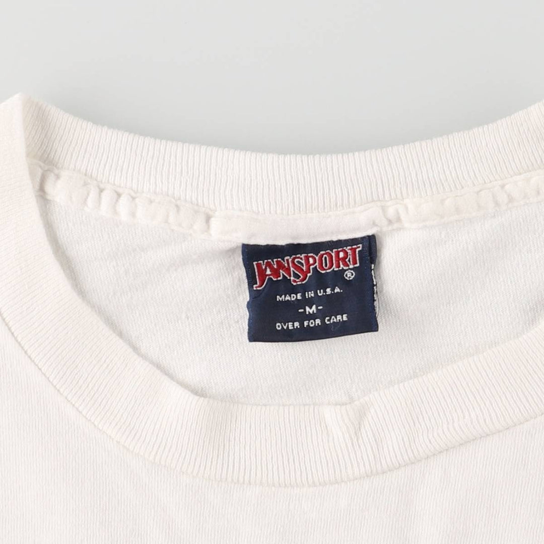 Jansport Sports Print T-shirt Made in USA Men's M size cotton white type Vintage Second Hand