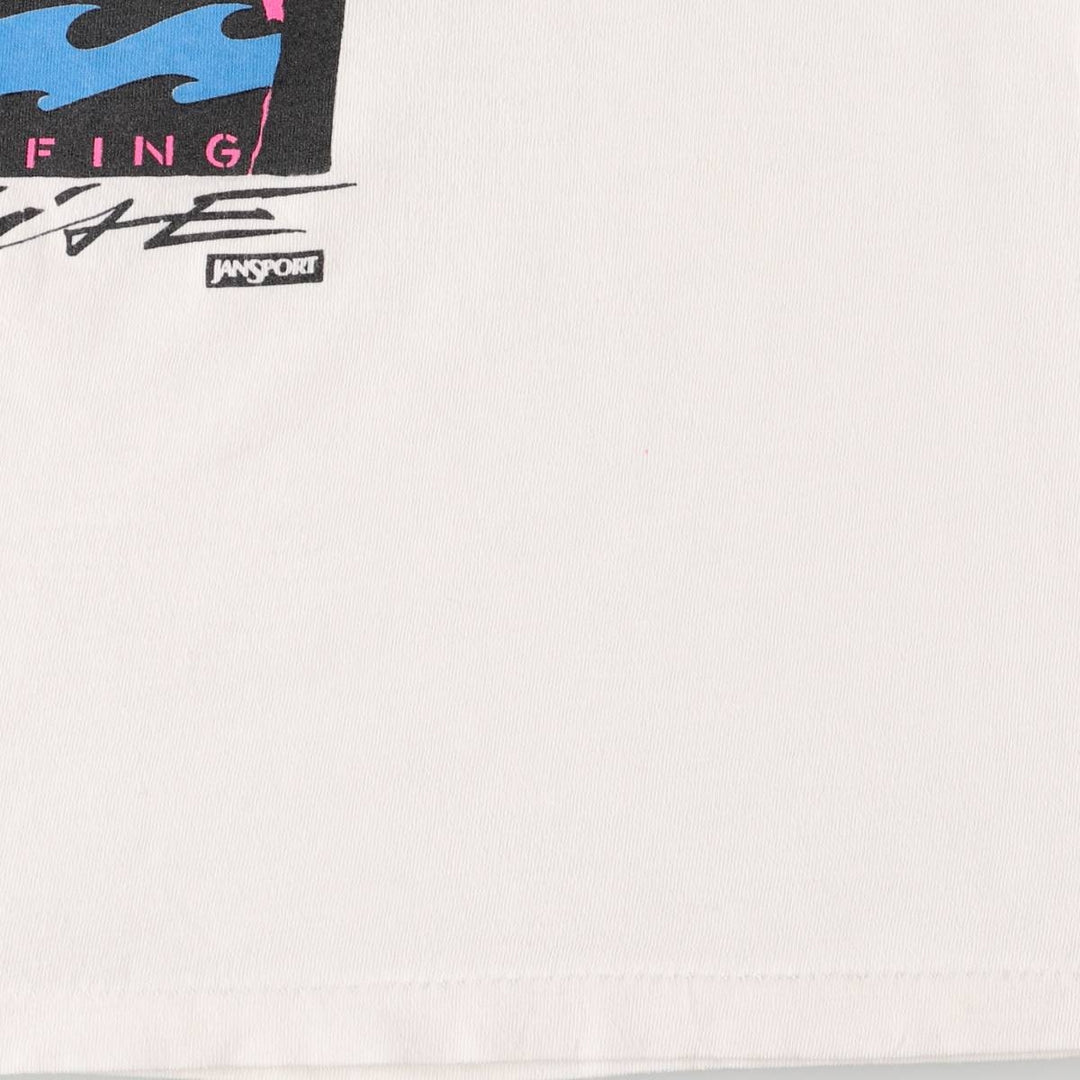 Jansport Sports Print T-shirt Made in USA Men's M size cotton white type Vintage Second Hand