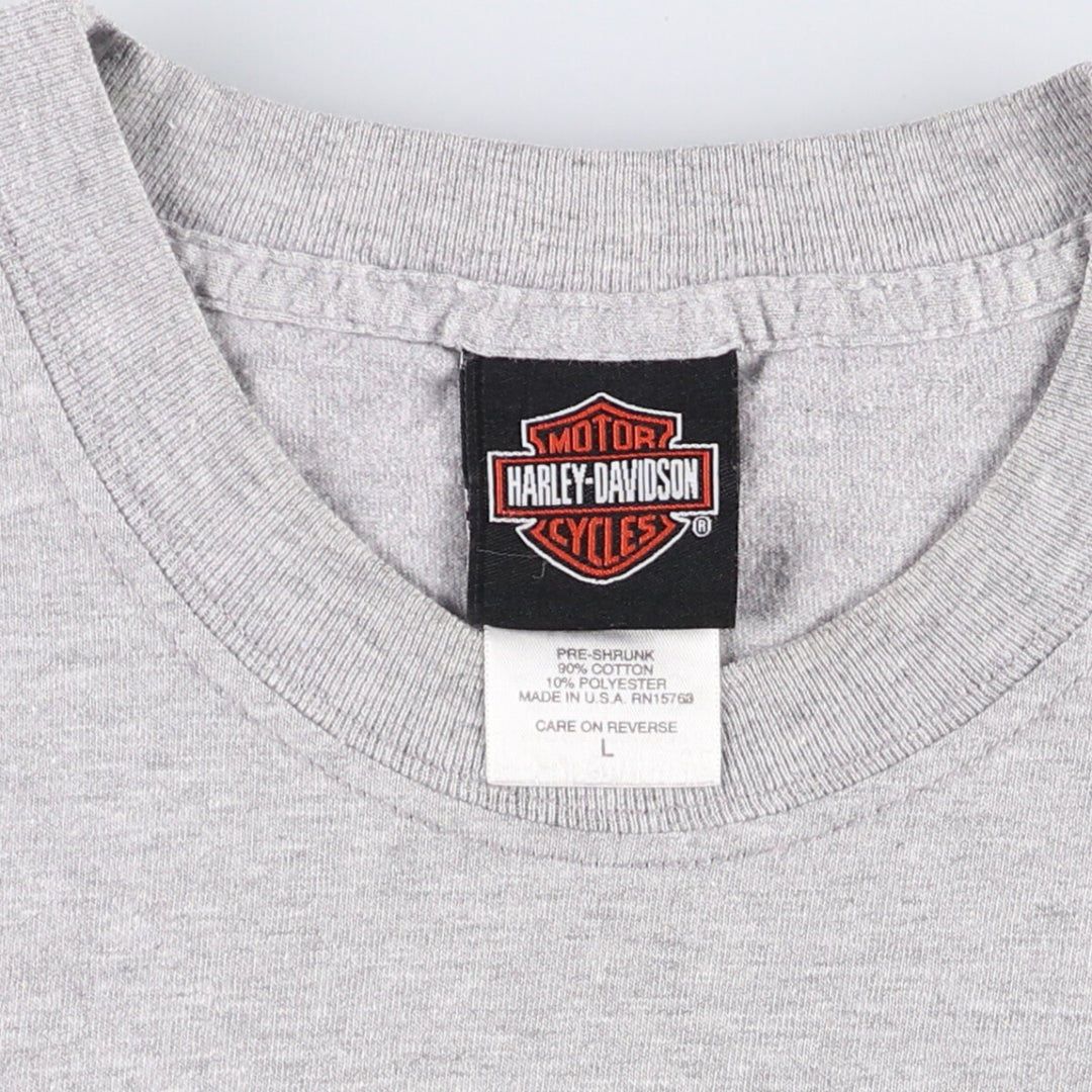 00'S Harley-Davidson Motorcycle Bike T-shirt Made in USA Men's L size cotton gray type Vintage Second Hand