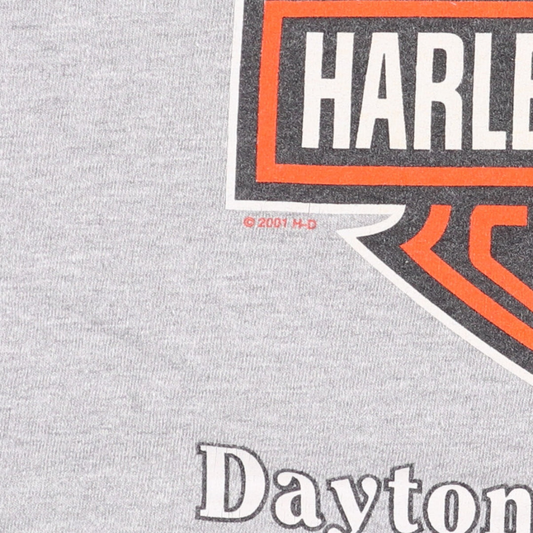 00'S Harley-Davidson Motorcycle Bike T-shirt Made in USA Men's L size cotton gray type Vintage Second Hand