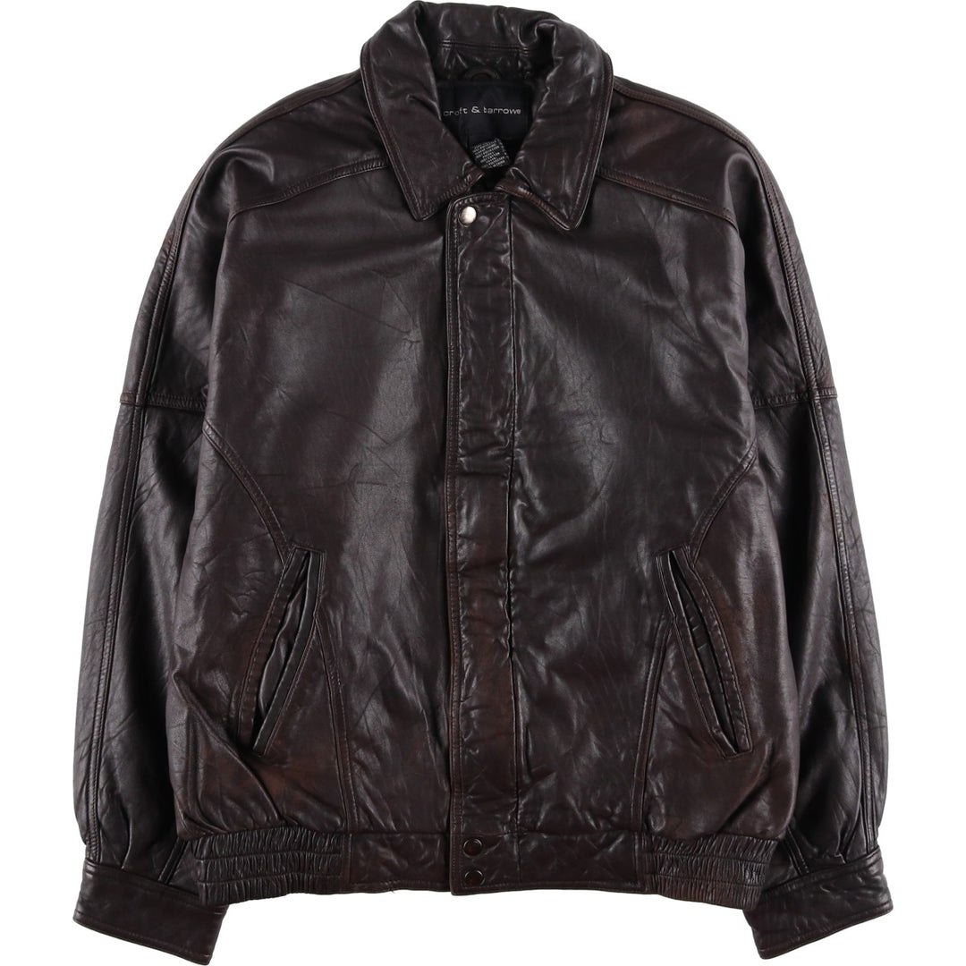 Vintage 90'S Craft and Barrow padded leather flight jacket, size M, men's Genuine Leather Lambskin brown type Vintage Second Hand