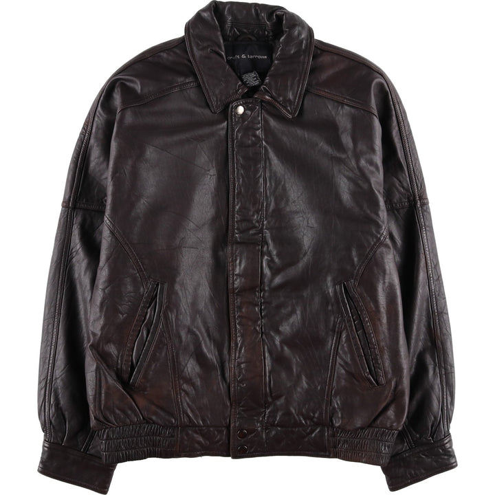 Vintage 90'S Craft and Barrow padded leather flight jacket, size M, men's Genuine Leather Lambskin brown type Vintage Second Hand