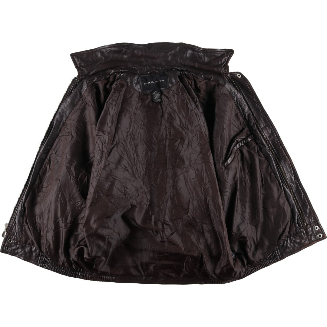 Vintage 90'S Craft and Barrow padded leather flight jacket, size M, men's Genuine Leather Lambskin brown type Vintage Second Hand