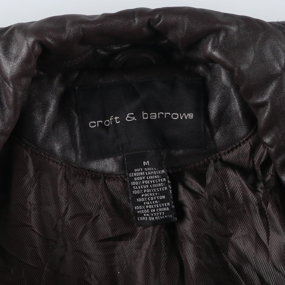Vintage 90'S Craft and Barrow padded leather flight jacket, size M, men's Genuine Leather Lambskin brown type Vintage Second Hand