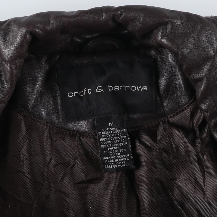 Vintage 90'S Craft and Barrow padded leather flight jacket, size M, men's Genuine Leather Lambskin brown type Vintage Second Hand