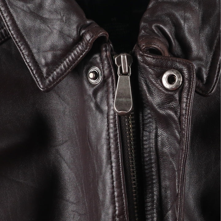 Vintage 90'S Craft and Barrow padded leather flight jacket, size M, men's Genuine Leather Lambskin brown type Vintage Second Hand