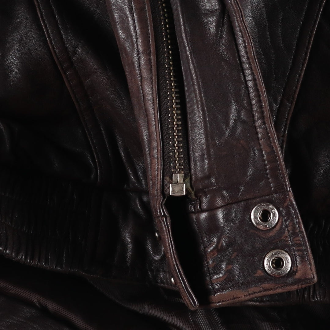Vintage 90'S Craft and Barrow padded leather flight jacket, size M, men's Genuine Leather Lambskin brown type Vintage Second Hand