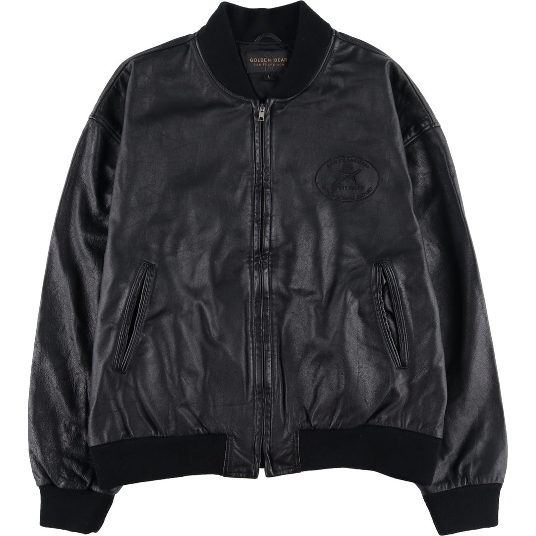 90s-00'S GOLDEN BEAR Leather Blouson, Made in USA, Men's Size L genuine leather black type Vintage Second Hand