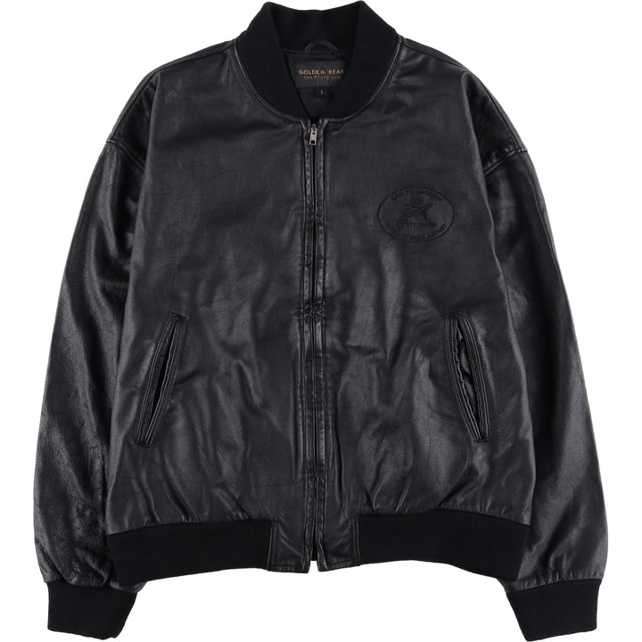 90s-00'S GOLDEN BEAR Leather Blouson, Made in USA, Men's Size L genuine leather black type Vintage Second Hand