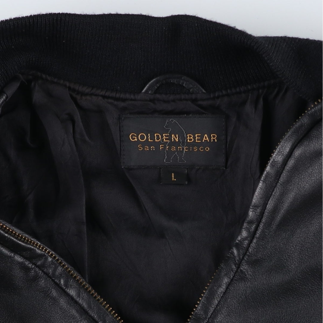 90s-00'S GOLDEN BEAR Leather Blouson, Made in USA, Men's Size L genuine leather black type Vintage Second Hand