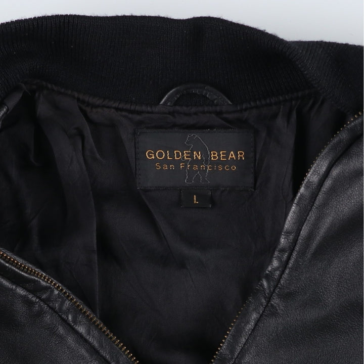 90s-00'S GOLDEN BEAR Leather Blouson, Made in USA, Men's Size L genuine leather black type Vintage Second Hand