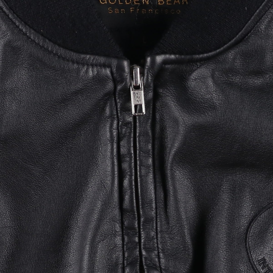 90s-00'S GOLDEN BEAR Leather Blouson, Made in USA, Men's Size L genuine leather black type Vintage Second Hand