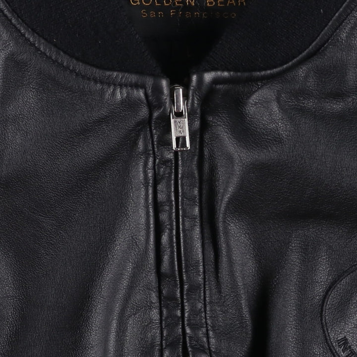 90s-00'S GOLDEN BEAR Leather Blouson, Made in USA, Men's Size L genuine leather black type Vintage Second Hand