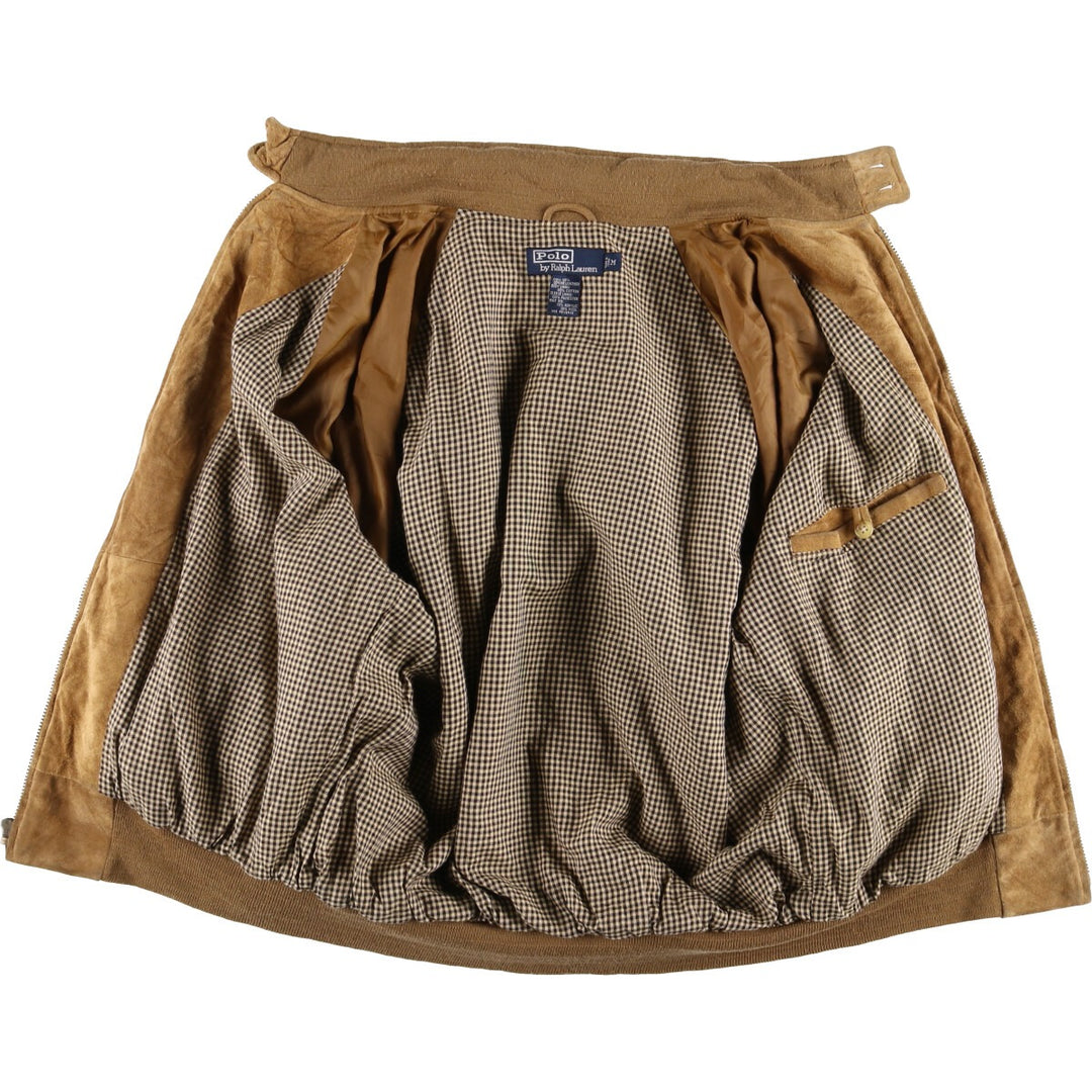 POLO by Ralph Lauren Suede Leather Sports Jacket Harrington Jacket Men's M Size Genuine Leather Suede Leather Beige type Vintage Second Hand