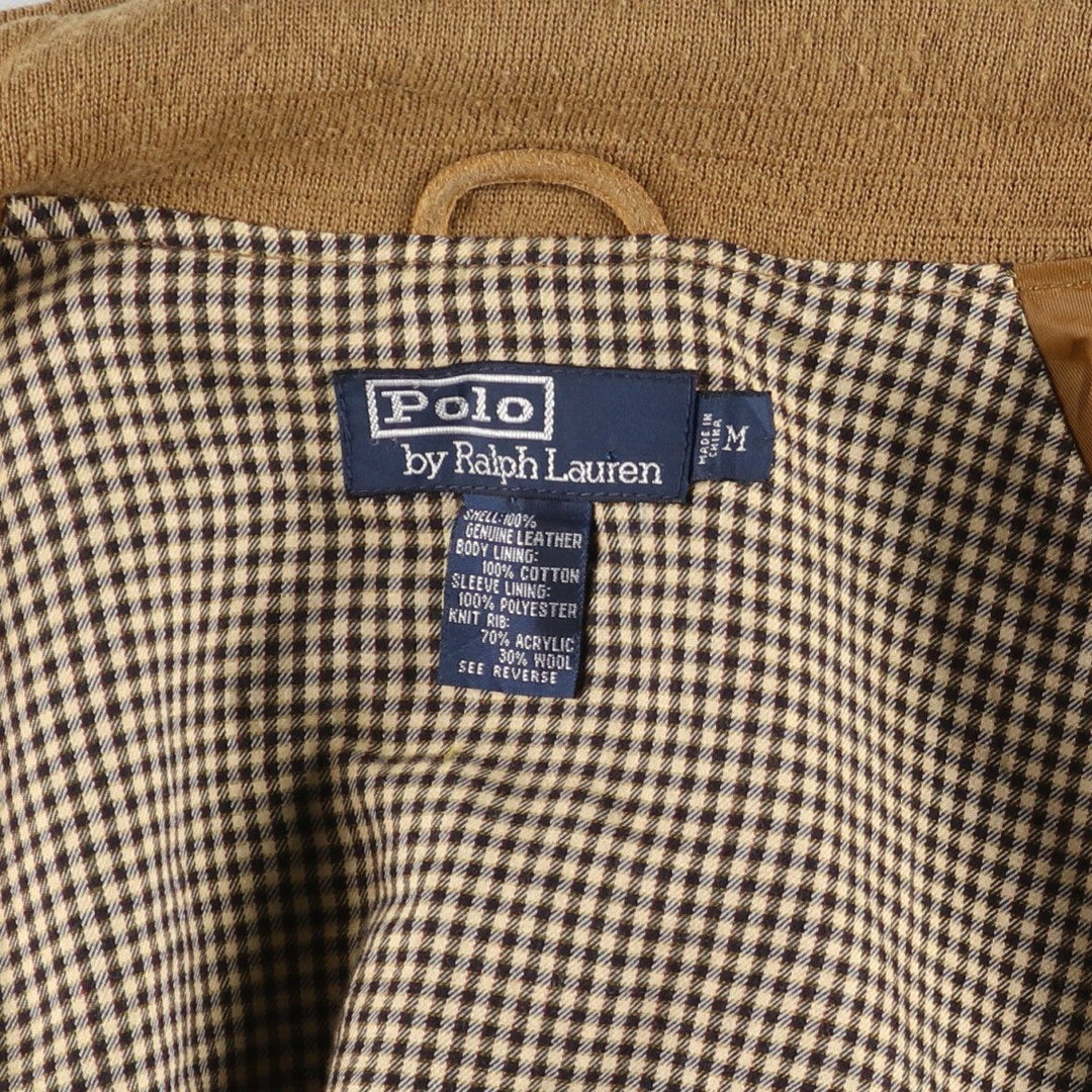 POLO by Ralph Lauren Suede Leather Sports Jacket Harrington Jacket Men's M Size Genuine Leather Suede Leather Beige type Vintage Second Hand