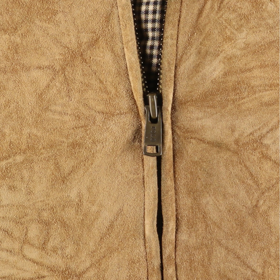 POLO by Ralph Lauren Suede Leather Sports Jacket Harrington Jacket Men's M Size Genuine Leather Suede Leather Beige type Vintage Second Hand