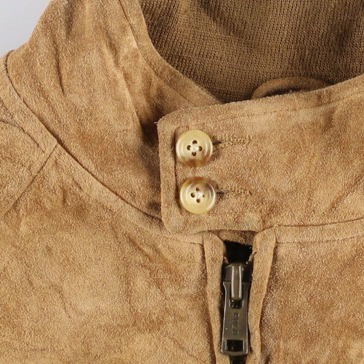 POLO by Ralph Lauren Suede Leather Sports Jacket Harrington Jacket Men's M Size Genuine Leather Suede Leather Beige type Vintage Second Hand