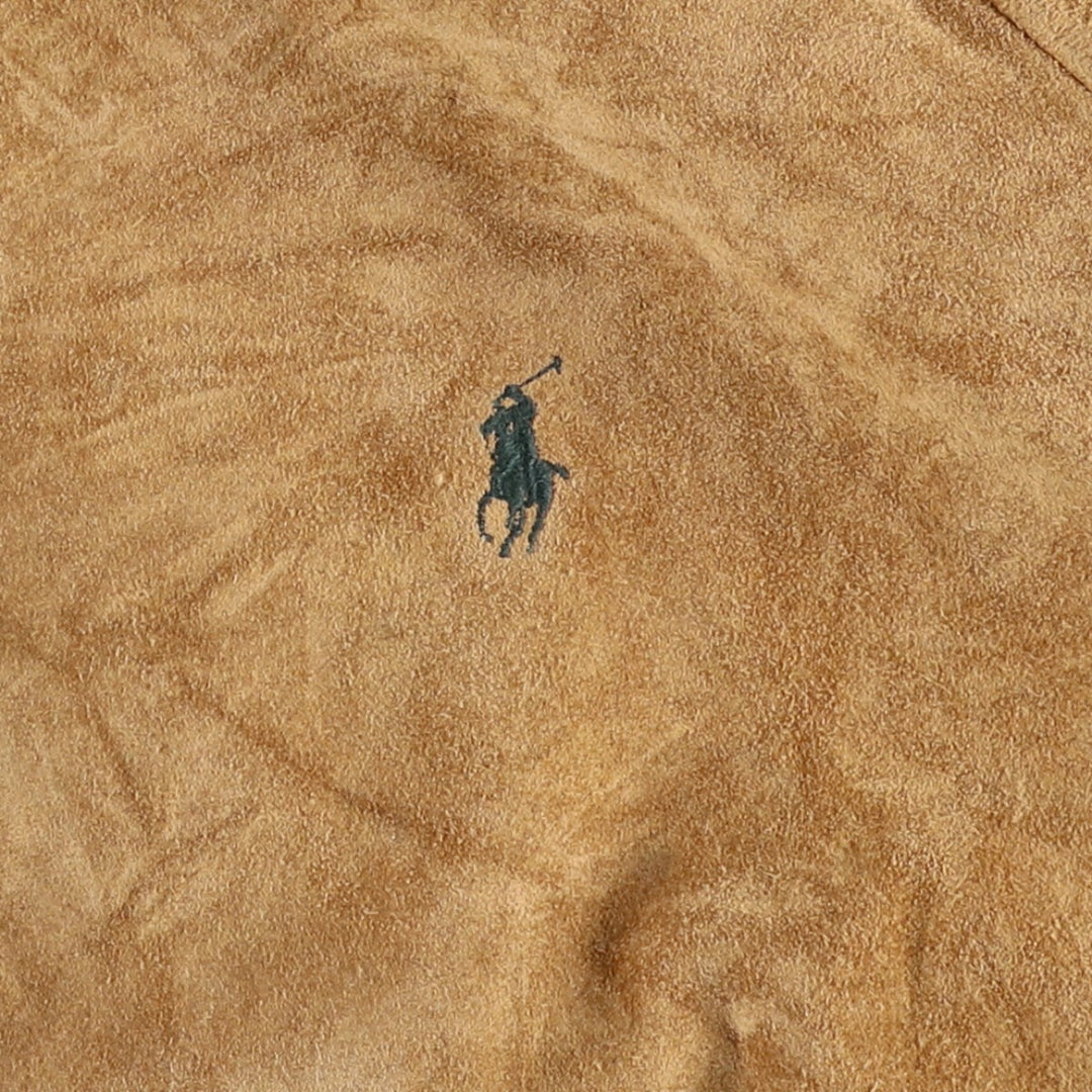 POLO by Ralph Lauren Suede Leather Sports Jacket Harrington Jacket Men's M Size Genuine Leather Suede Leather Beige type Vintage Second Hand