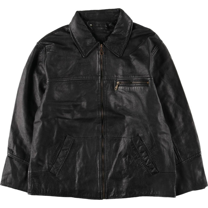 Swing top type leather blouson, men's size M genuine leather black type Vintage Second Hand